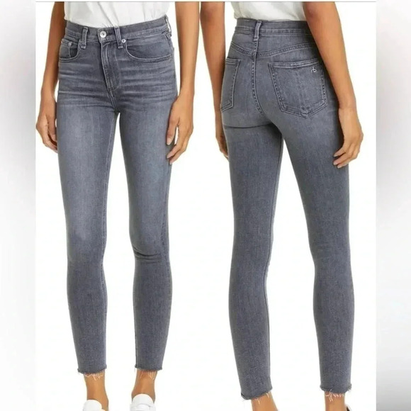 Rag & Bone Gray Nina High Rise Skinny Jeans Raw Hem Size 26 - Picture 11 of 11